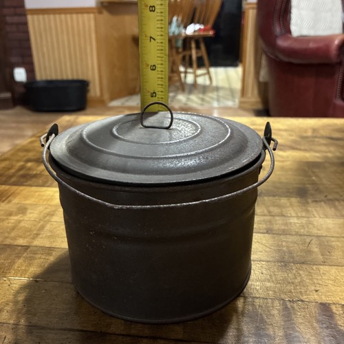 Vintage primitive round tin - vintage,